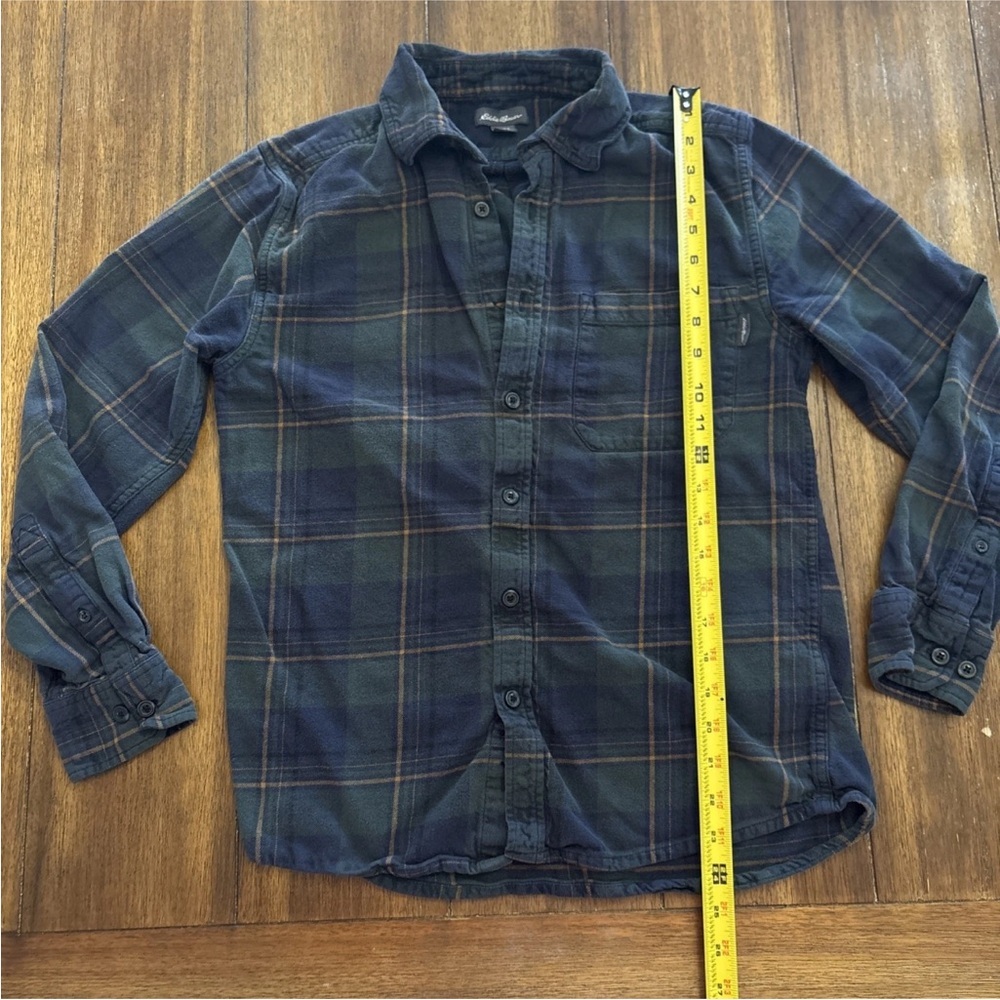 EDDIE BAUER Women Button Down Collar Blue Plaid Flannel Shirt Women's Size Small - Picture 4 of 15